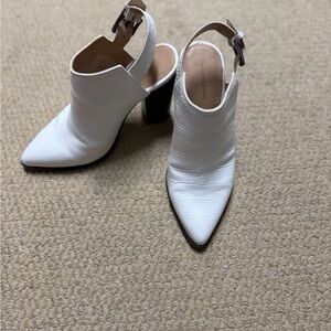 14th & Union White Croc-Embossed Mules